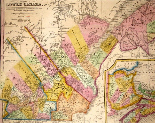 Carte du Bas-Canada de 1850