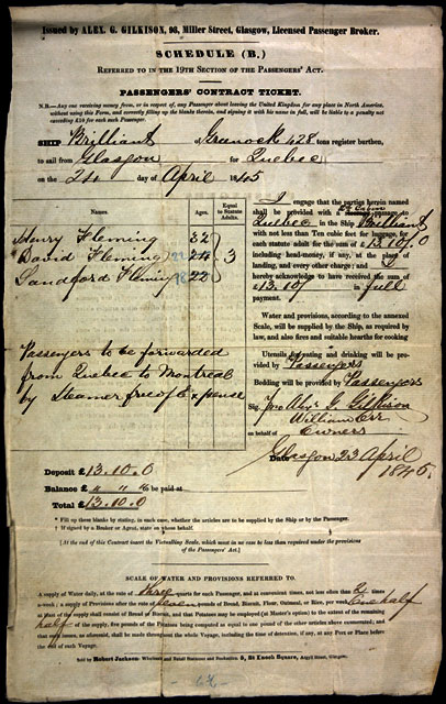 Passenger fare for Sandford and his brother 