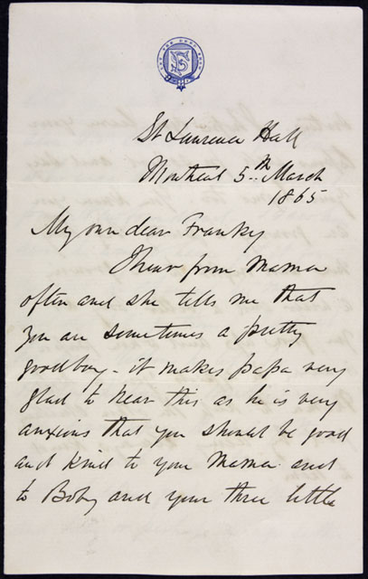 Letter by Fleming to his son Frank