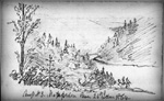 Drawing of Camp n˚ 3 along the shores of the Matapedia River 