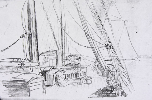 Sketch of the bridge aboard the Brilliant 